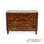 Avery Acacia Wood 6 Drawer Chest - Walnut - DUSK