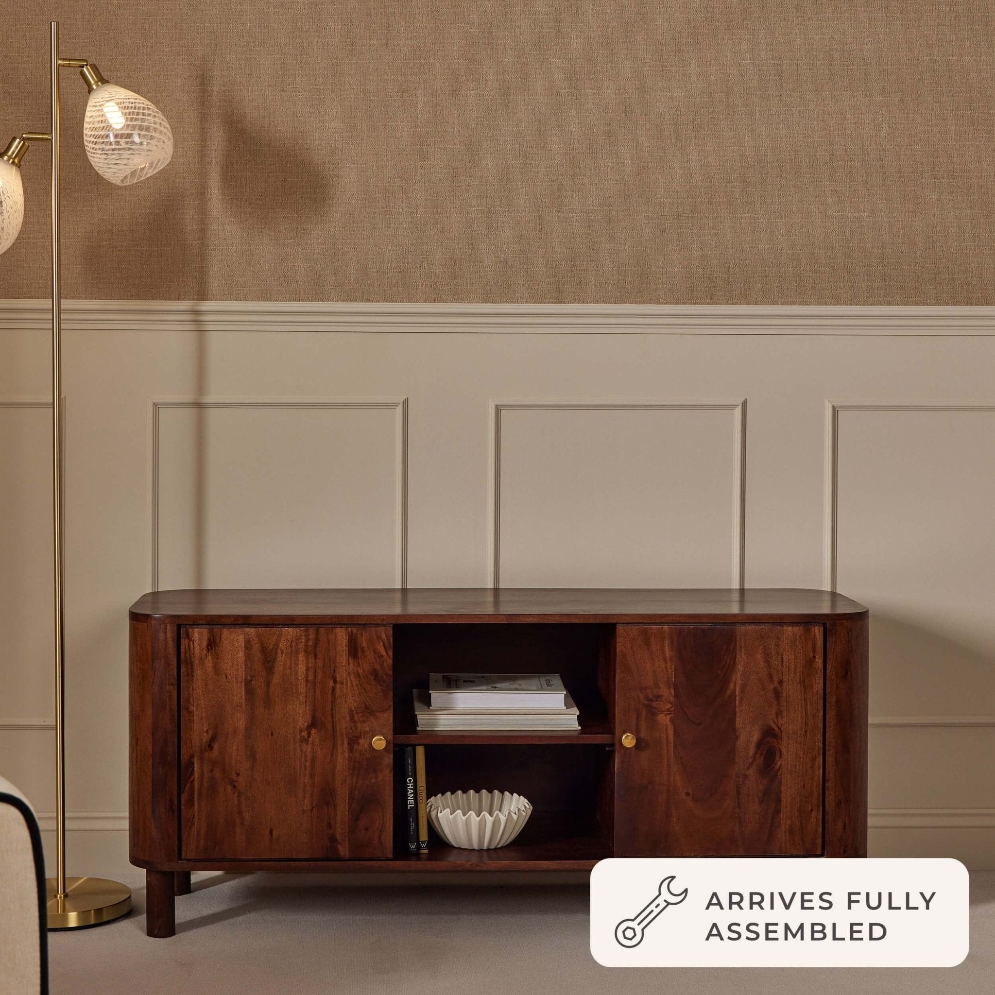 Avery Acacia Wood Tv Unit for TVs up to 50" - Walnut - DUSK