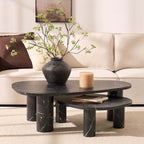 Azra Nesting Coffee Tables - Black Marble Effect - DUSK