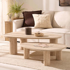 Azra Nesting Coffee Tables - Travertine Marble Effect - DUSK