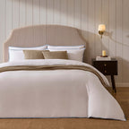 Bamboo Cotton Plain Dye Duvet Cover - White/Blue - DUSK