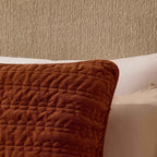 Bavaro Velvet Quilted Stitch Detail Cushion Cover - Burnt Orange - DUSK