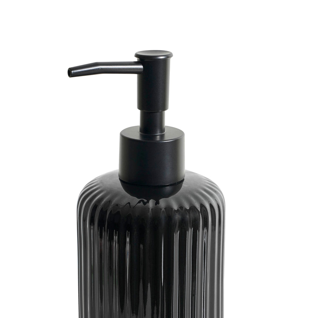 Blake Ribbed Glaze Soap Dispenser - Black - DUSK