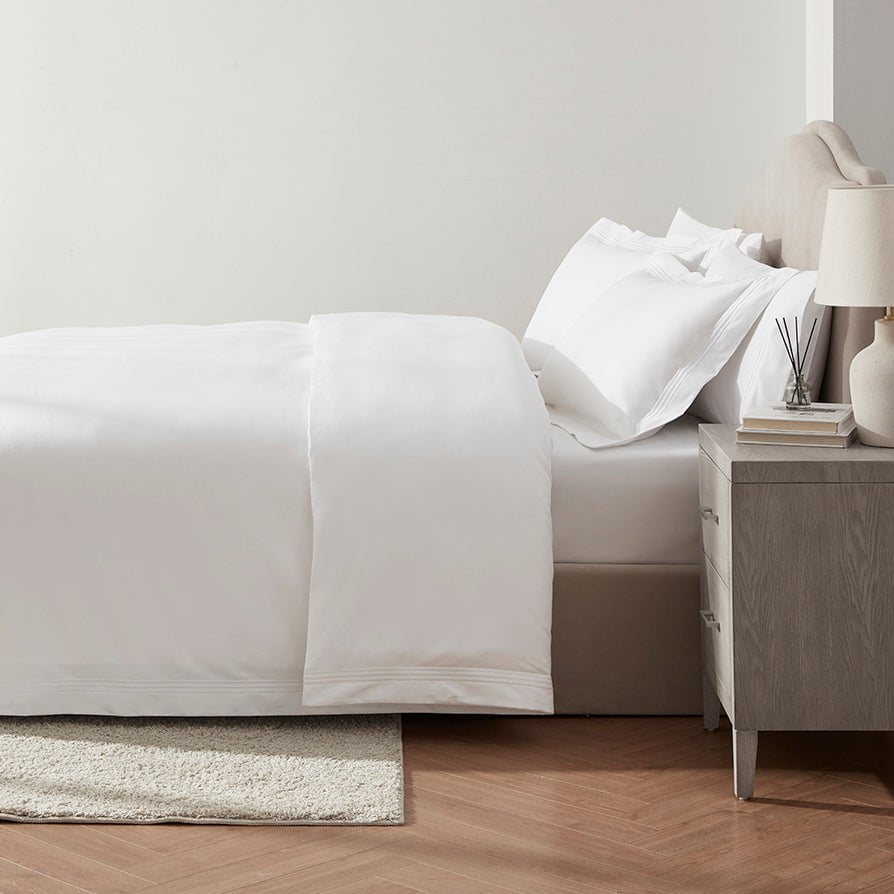 Bloomsbury Double Duvet Cover - 1000 TC - White - DUSK