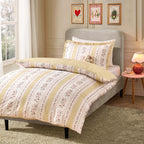 Bobbie 100% Cotton Floral Gingham Duvet Cover & Pillowcase set - Yellow - DUSK
