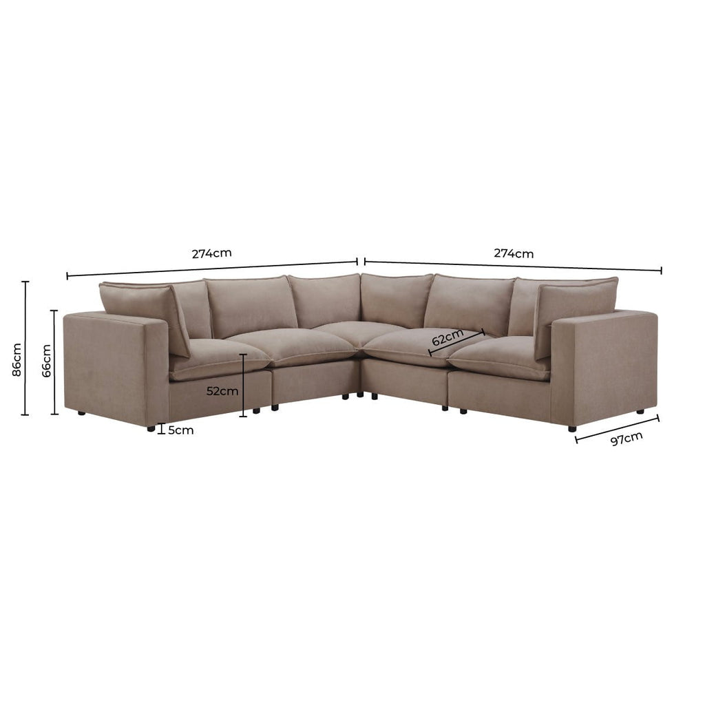 Boston Left Hand Corner Sofa - Sand - DUSK