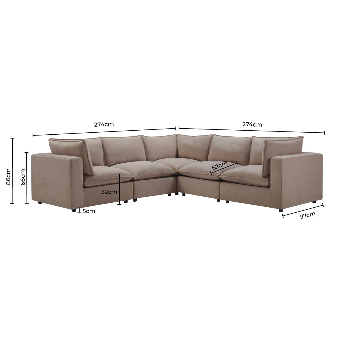 Boston Left Hand Corner Sofa - Sand - DUSK