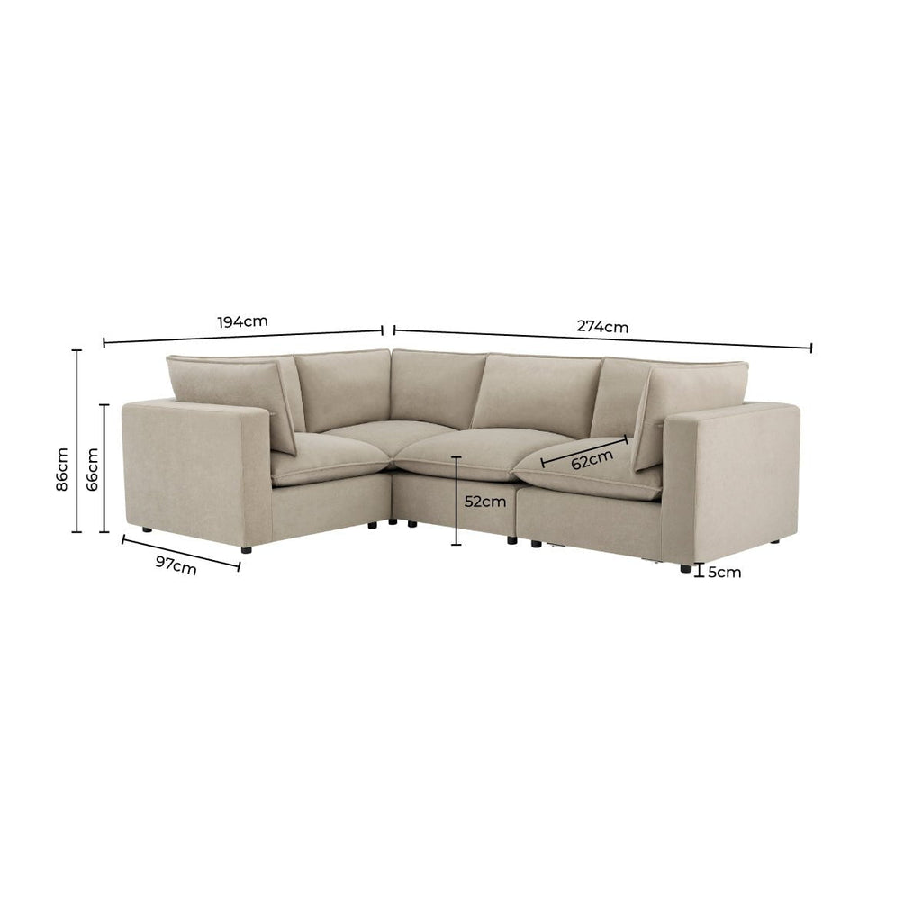 Boston Small Left Hand L - Shape Sofa - Sand - DUSK