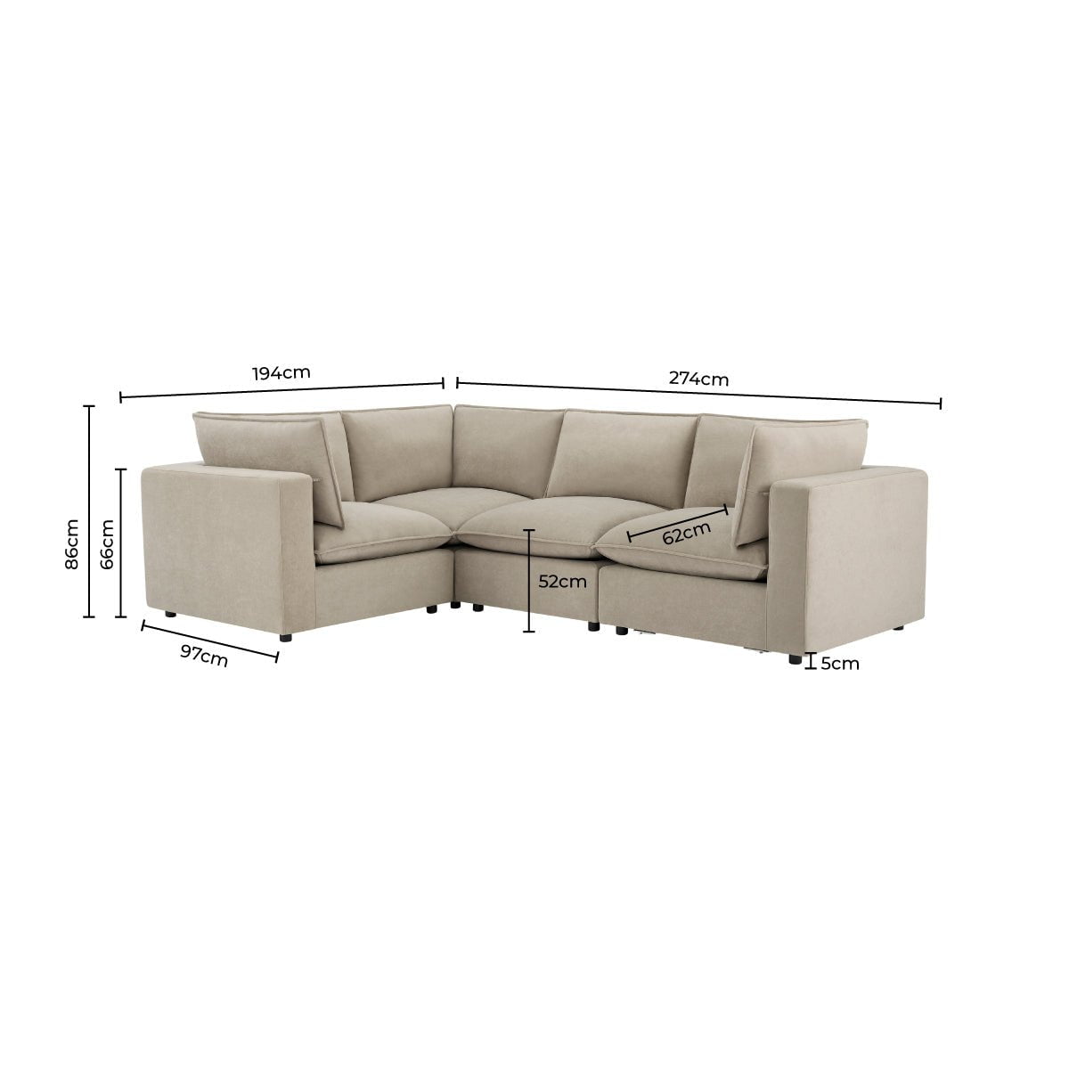 Boston Small Left Hand L - Shape Sofa - Sand - DUSK