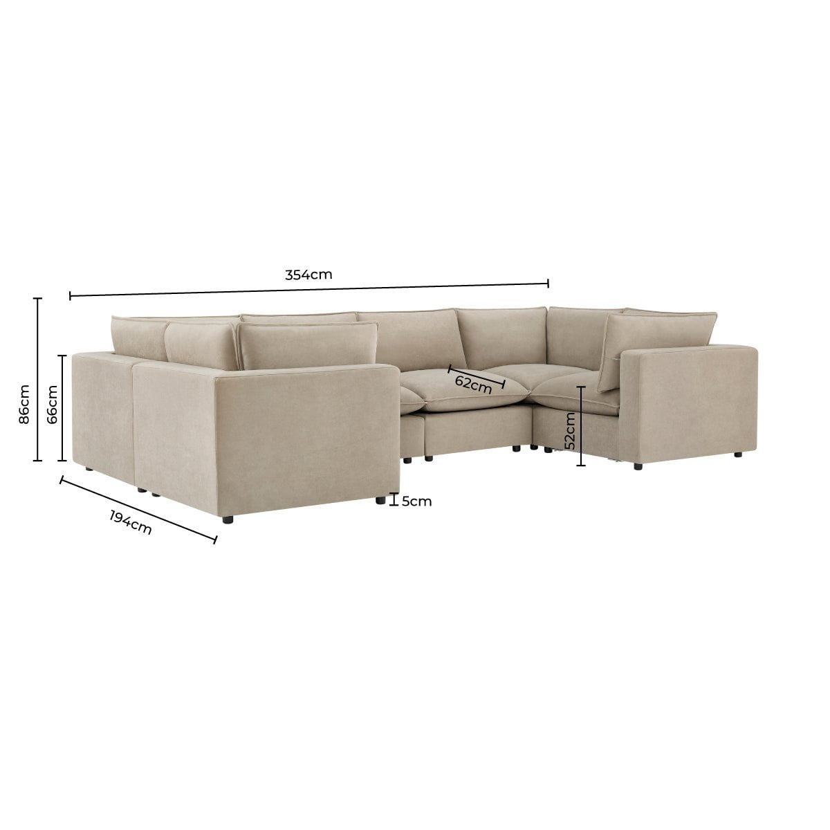 Boston U - Shape Sofa - Sand - DUSK