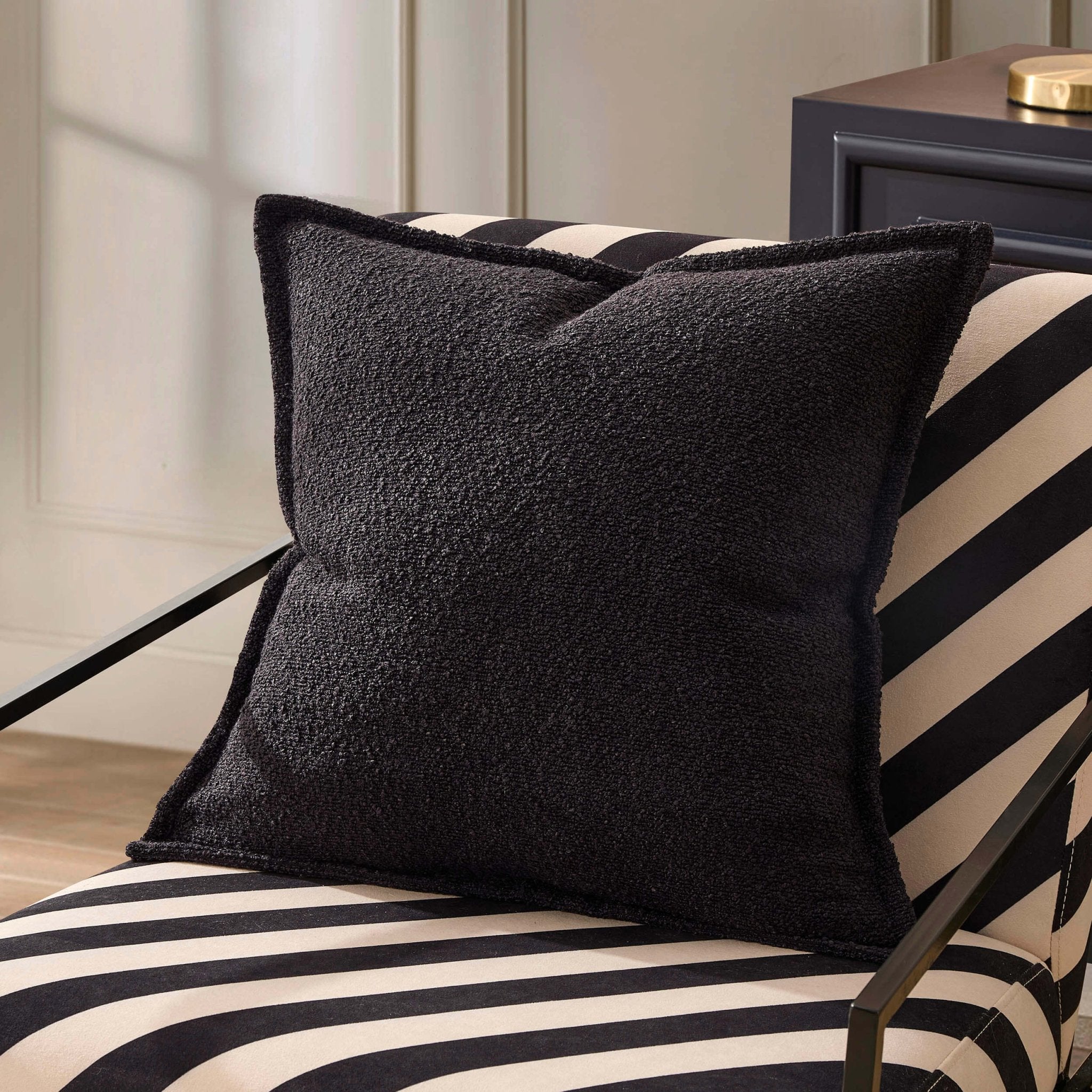 Boucle Sofa Cushion Cover - Black - DUSK