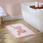 Bow Tufted Bath Mat - Pink/White - DUSK