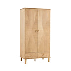 Brianna Concave 2 Door Wardrobe with Drawers - Light Wood - DUSK