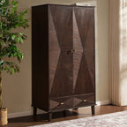 Brianna Concave 2 Door Wardrobe with Drawers - Walnut - DUSK