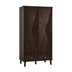 Brianna Concave 2 Door Wardrobe with Drawers - Walnut - DUSK