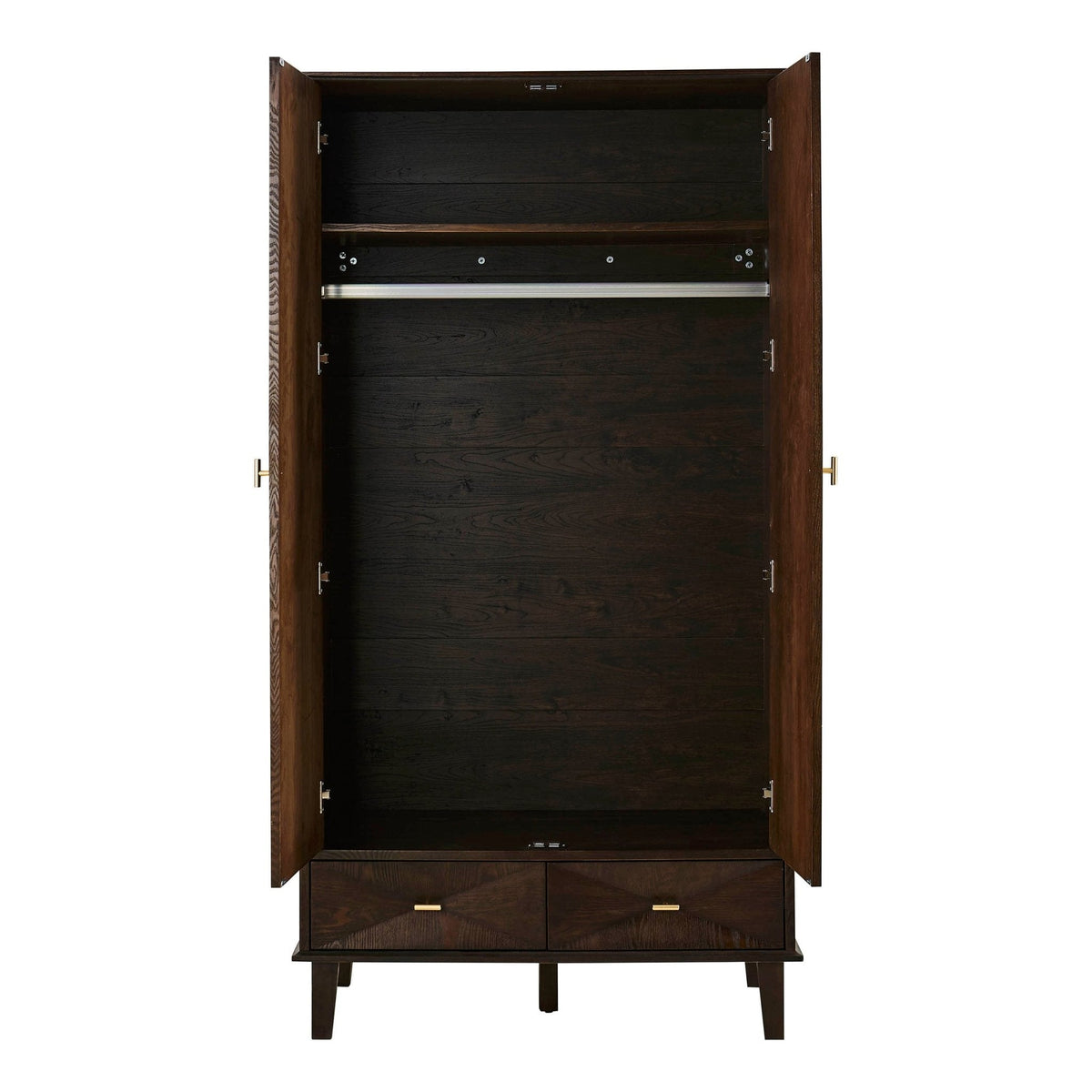 Brianna Concave 2 Door Wardrobe with Drawers - Walnut - DUSK