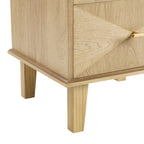 Brianna Concave 2 Drawer Bedside Table - Light Wood - DUSK