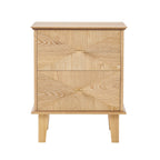 Brianna Concave 2 Drawer Bedside Table - Light Wood - DUSK