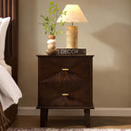 Brianna Concave 2 Drawer Bedside Table - Walnut - DUSK