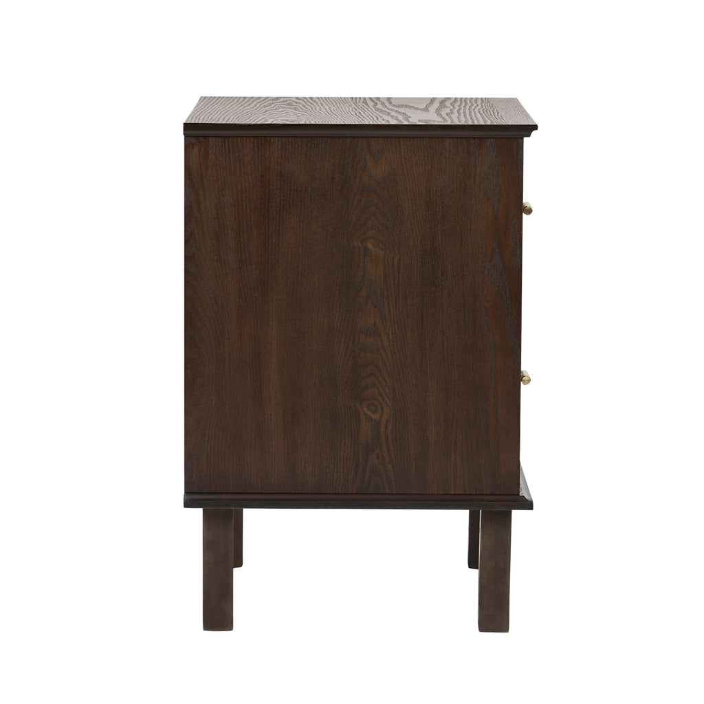 Brianna Concave 2 Drawer Bedside Table - Walnut - DUSK