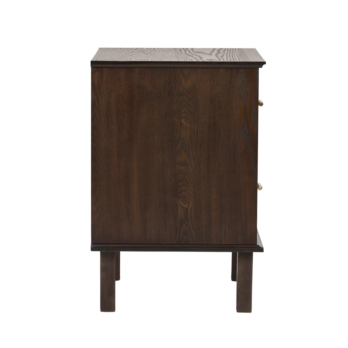 Brianna Concave 2 Drawer Bedside Table - Walnut - DUSK