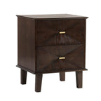 Brianna Concave 2 Drawer Bedside Table - Walnut - DUSK