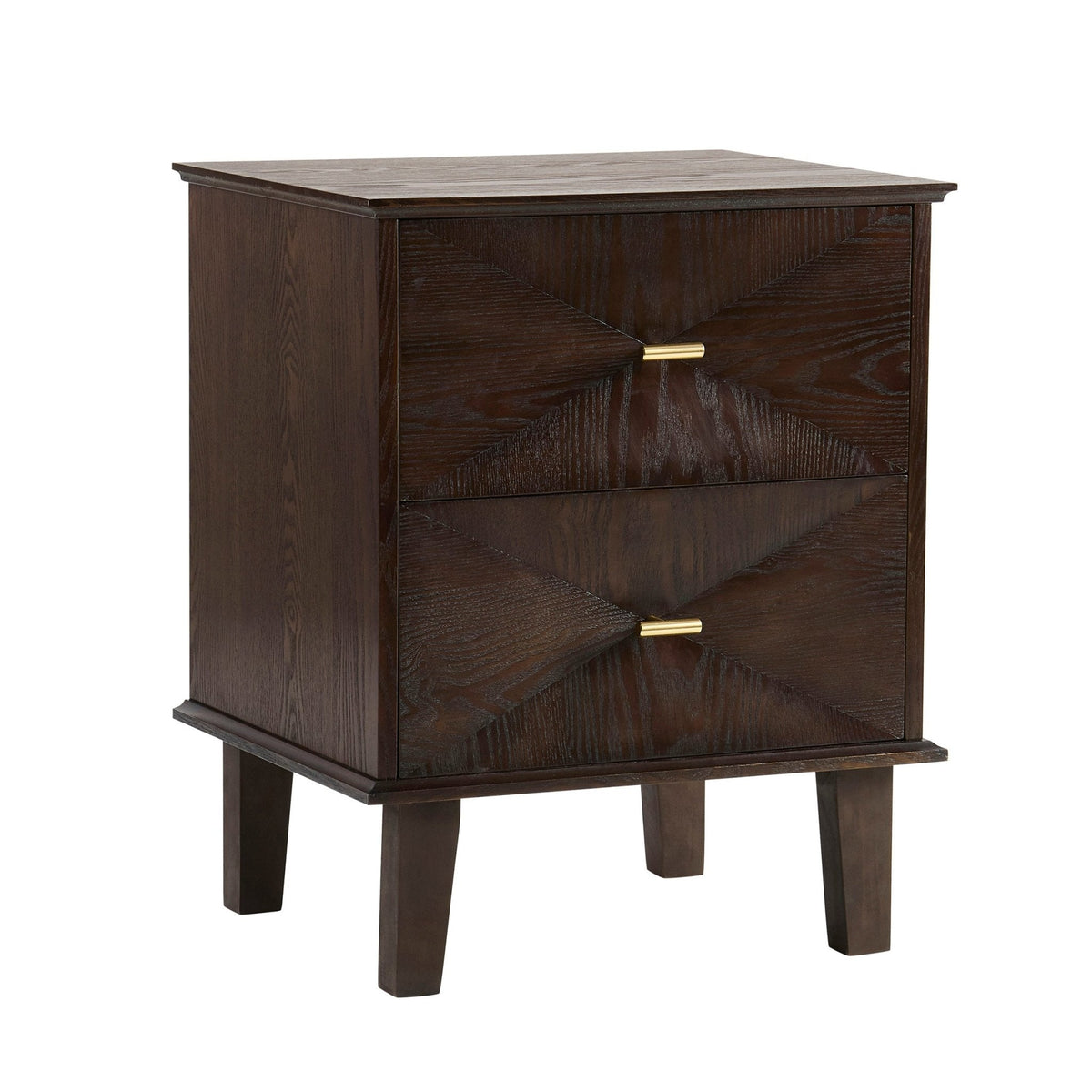 Brianna Concave 2 Drawer Bedside Table - Walnut - DUSK