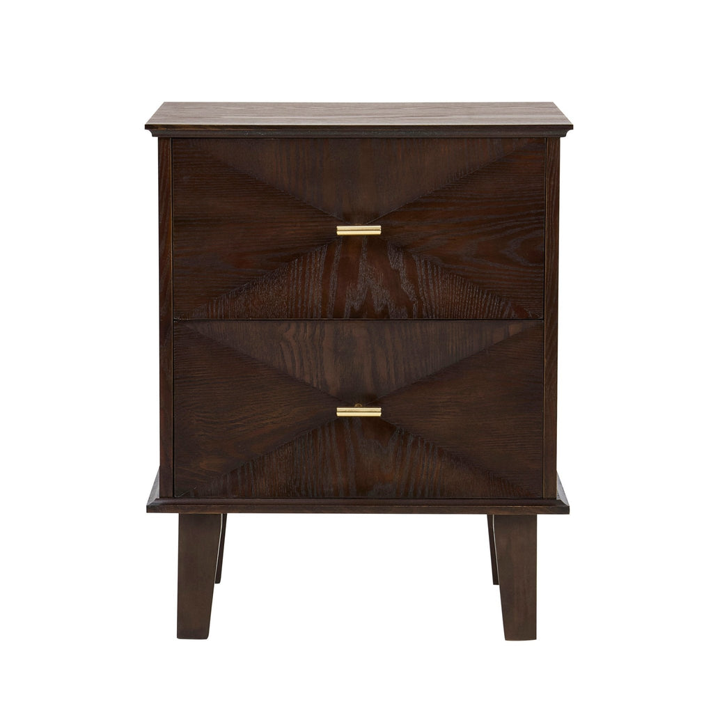 Brianna Concave 2 Drawer Bedside Table - Walnut - DUSK
