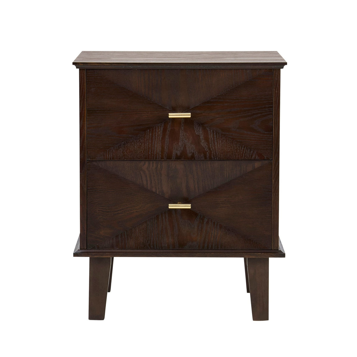 Brianna Concave 2 Drawer Bedside Table - Walnut - DUSK