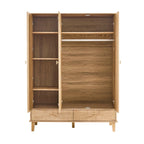 Brianna Concave 3 Door Wardrobe with Drawers - Light Wood - DUSK