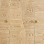 Brianna Concave 3 Door Wardrobe with Drawers - Light Wood - DUSK
