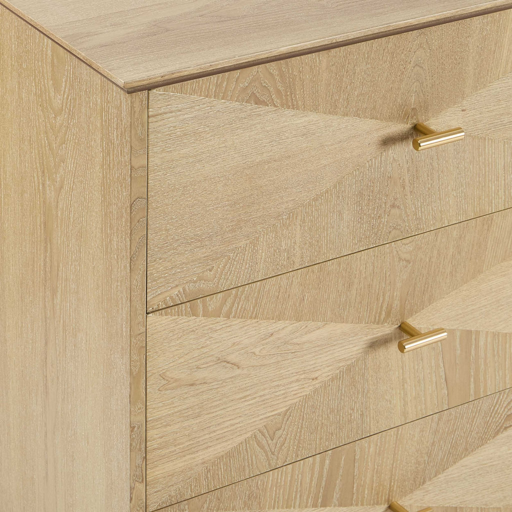 Brianna Concave 6 Drawer Chest - Light Wood - DUSK