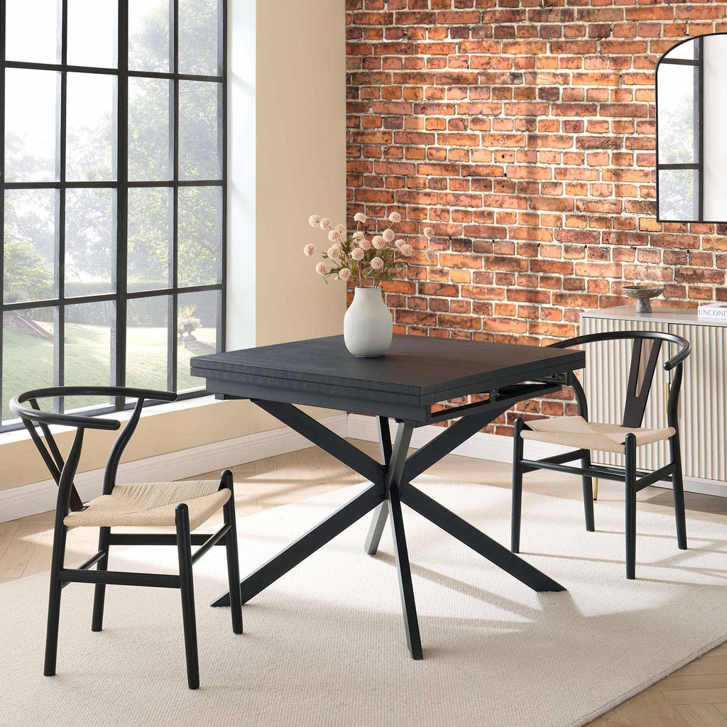 Brooke Square Extendable 4 - 8 Seater Dining Table - Black - DUSK