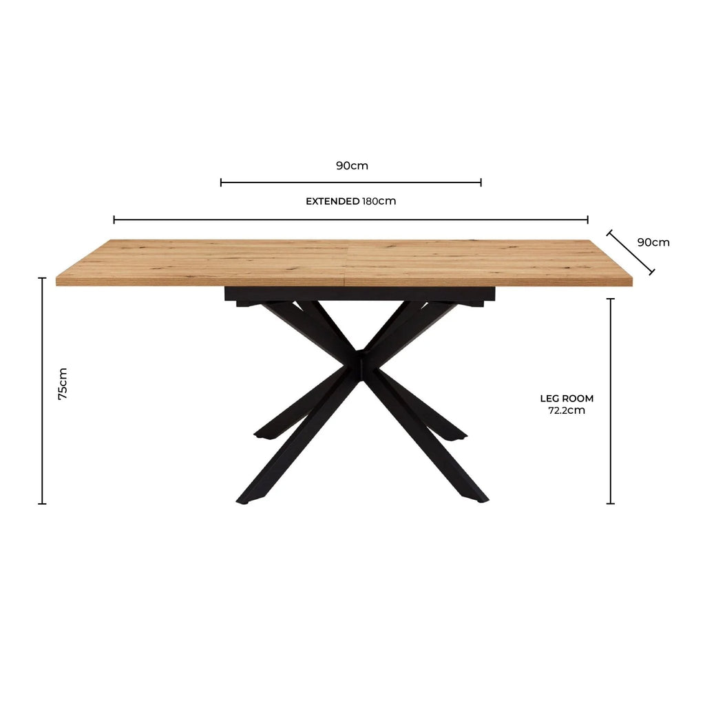 Brooke Square Extendable 4 - 8 Seater Dining Table - Black - DUSK
