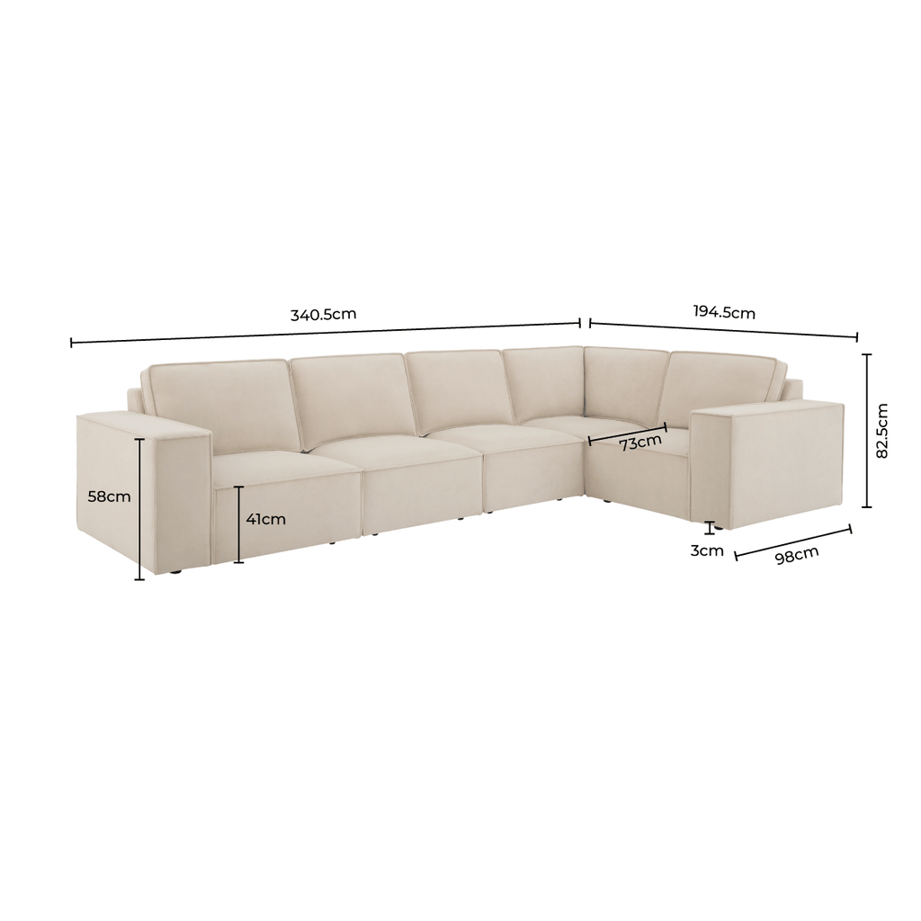 Brooklyn Large Right Hand L - Shape Sofa - Ivory - DUSK