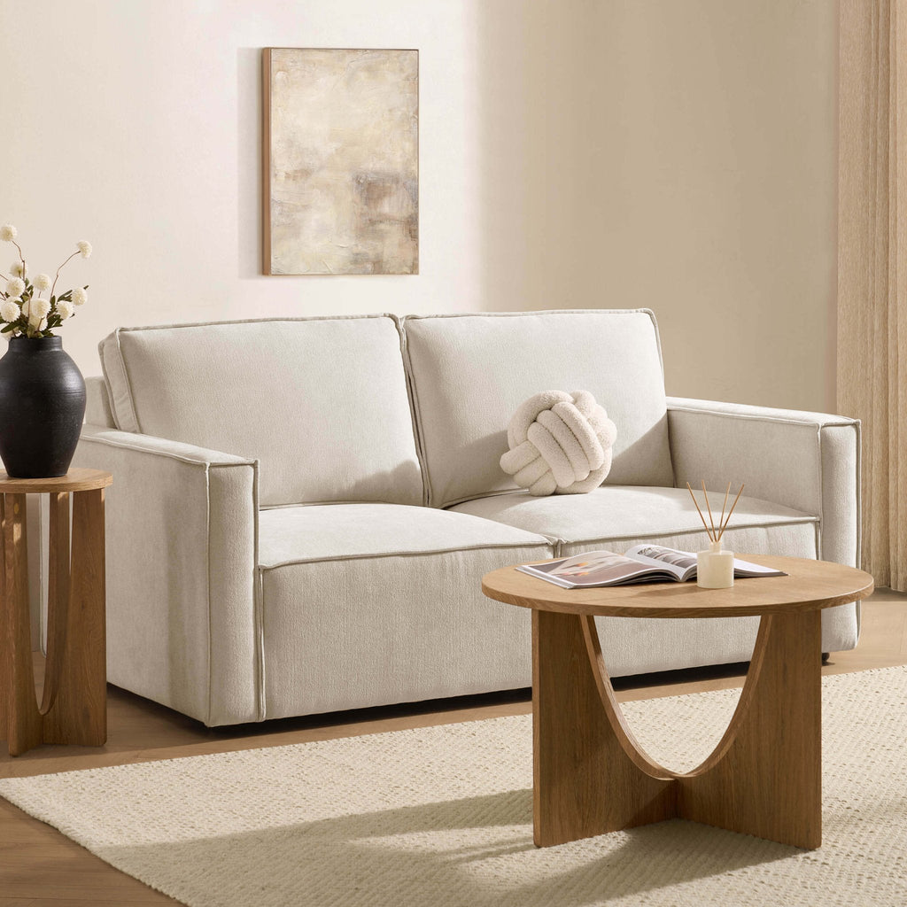 Brooklyn Slim Arm 2 Seater Sofa - Chenille Ivory - DUSK