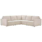 Brooklyn Slim Arm Large Left Hand Corner Sofa - Chenille Ivory - DUSK