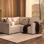 Brooklyn Slim Arm Left Hand Small Corner Sofa - Chenille Ivory - DUSK