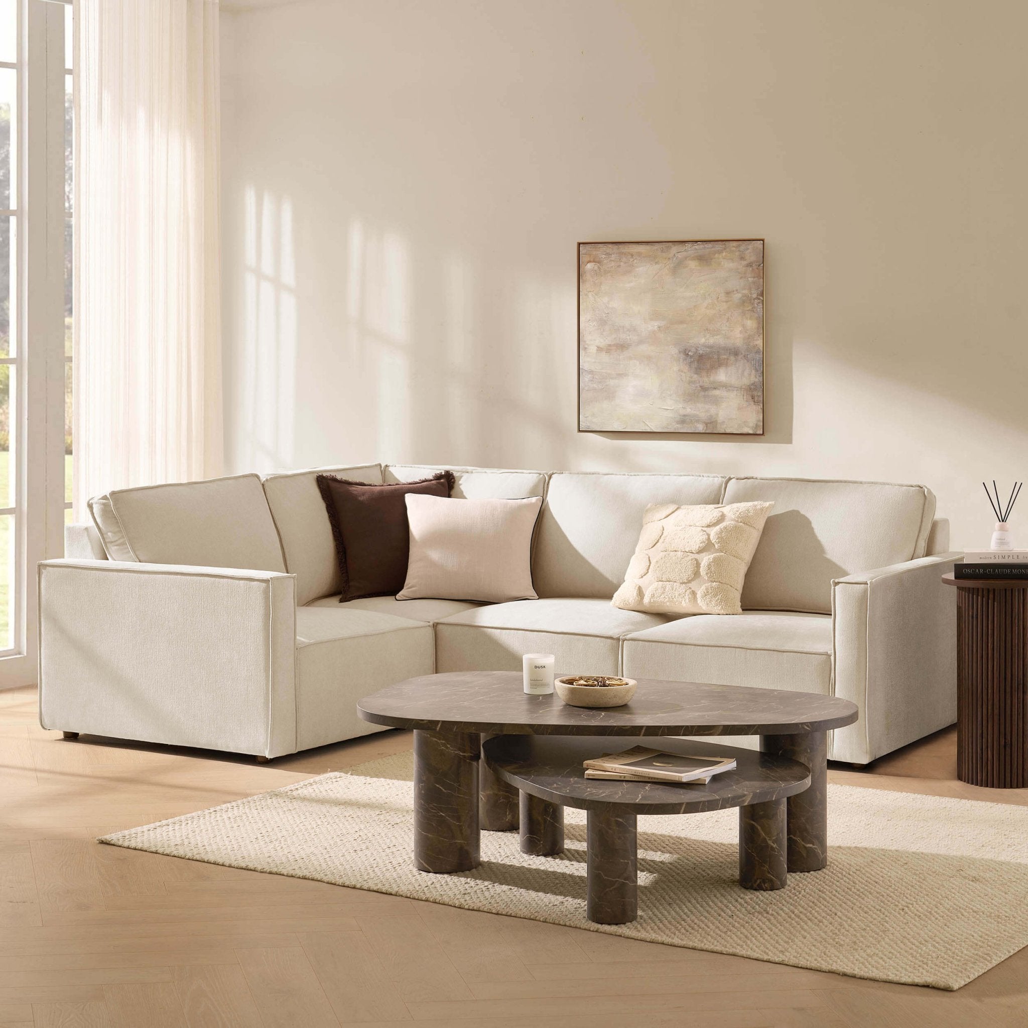Brooklyn Slim Arm Left Hand Small L - Shape - Chenille Ivory - DUSK