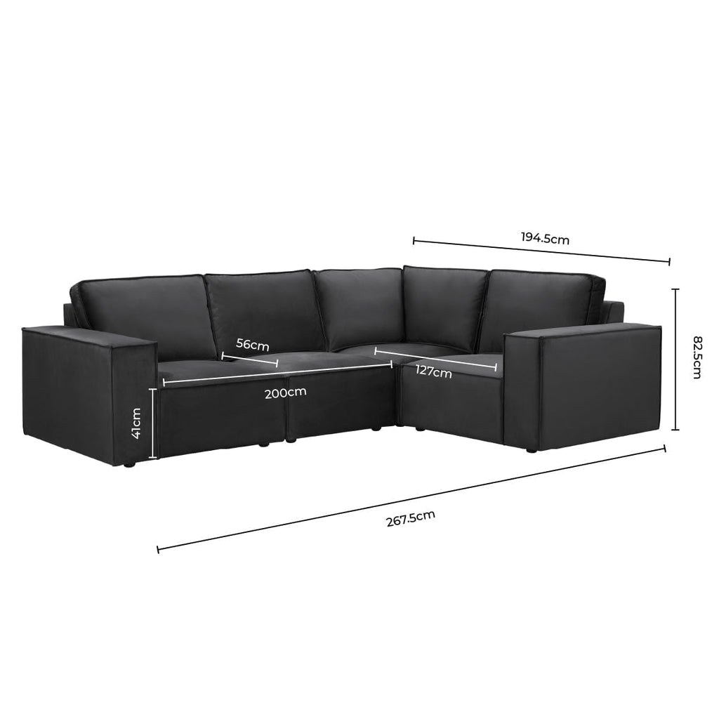 Brooklyn Small Left Hand Facing L-Shape Sofa - Ink - DUSK
