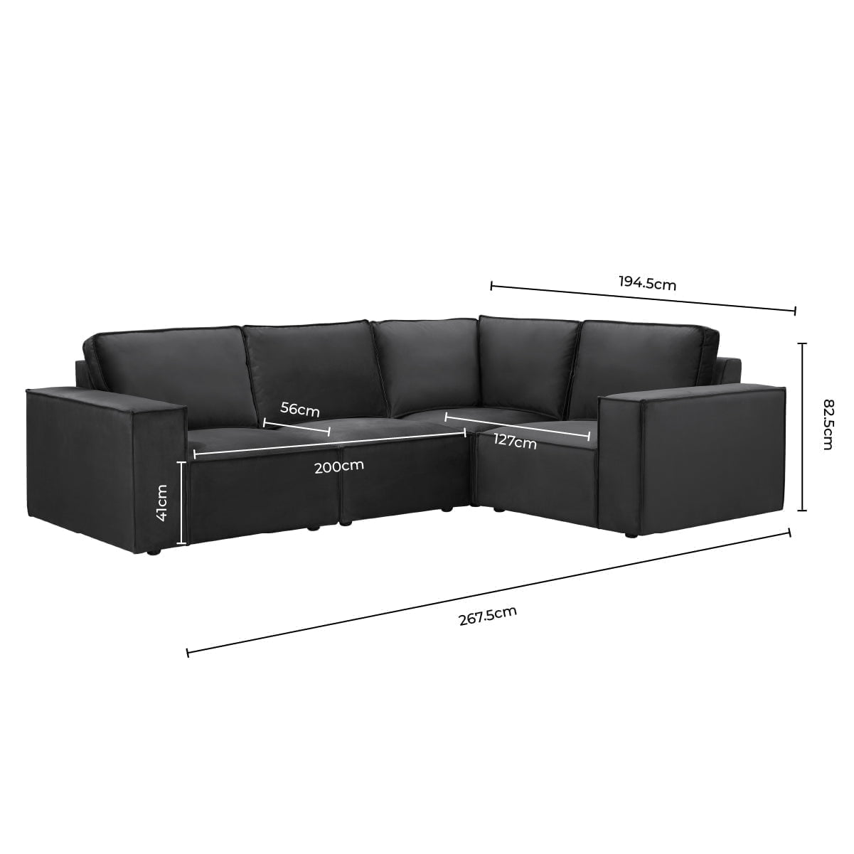 Brooklyn Small Left Hand Facing L-Shape Sofa - Ink - DUSK
