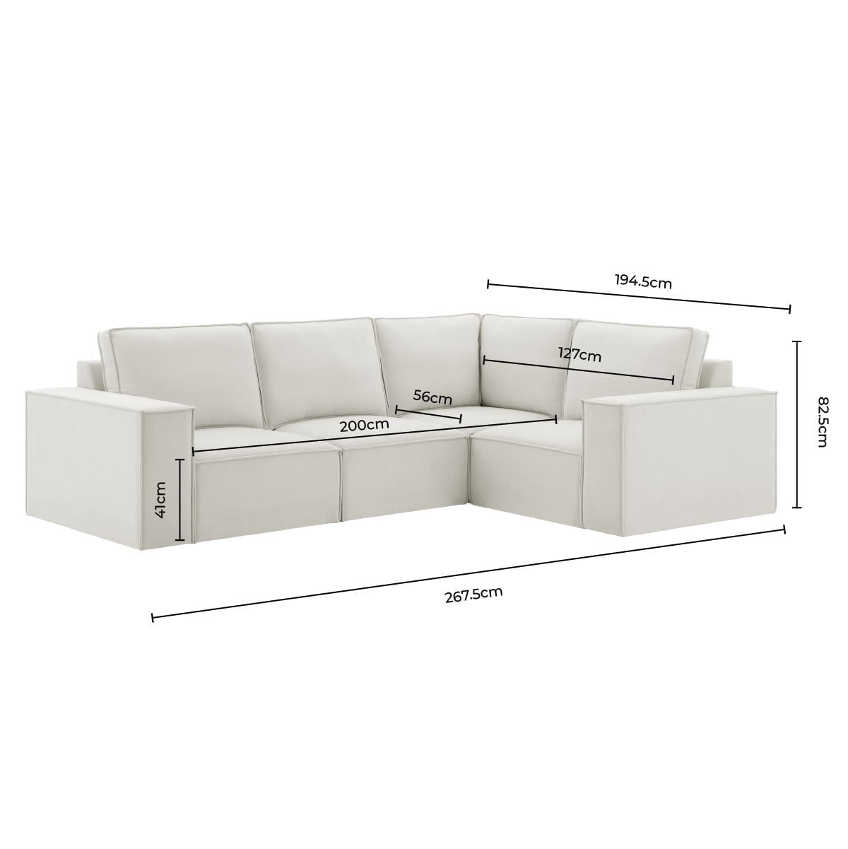 Brooklyn Small Left Hand L - Shape Sofa - Cappuccino - DUSK