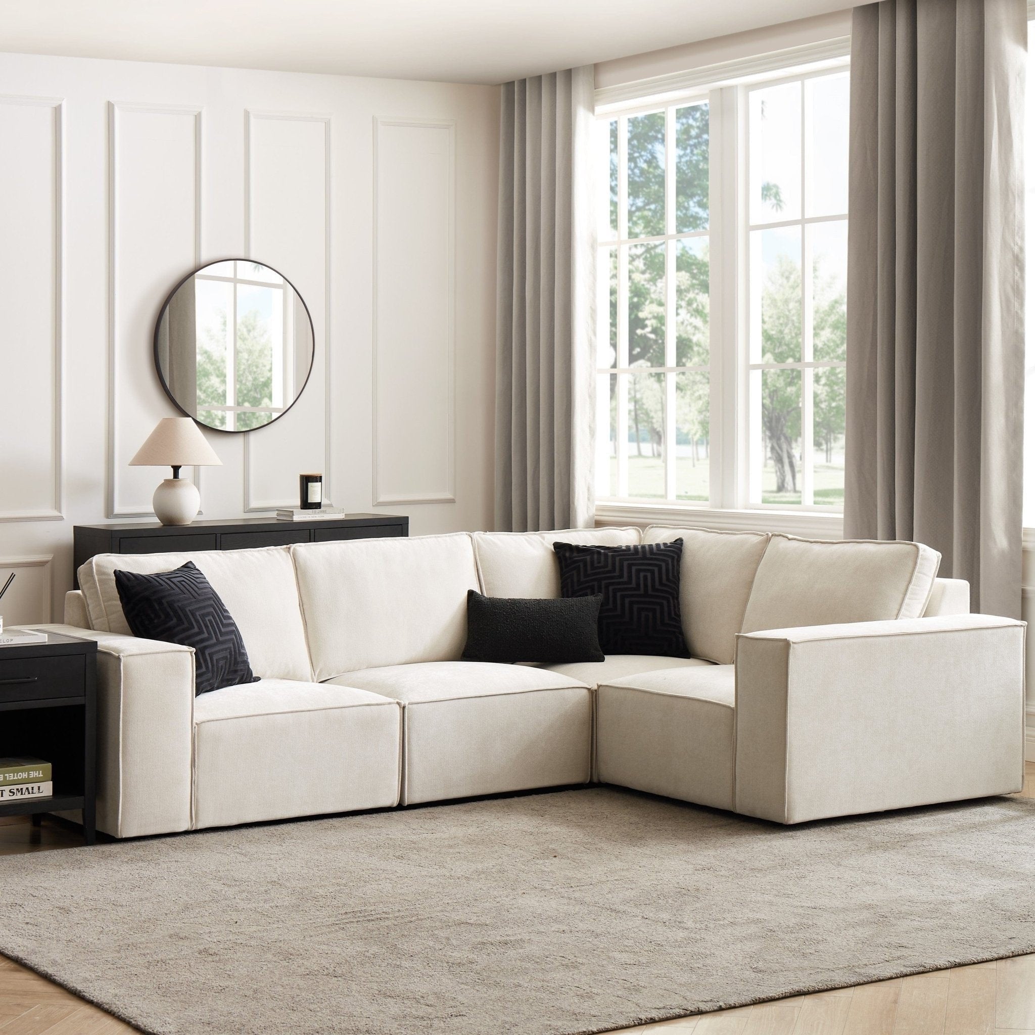 Brooklyn Small Right Hand Facing L-Shape Sofa - Ivory - DUSK