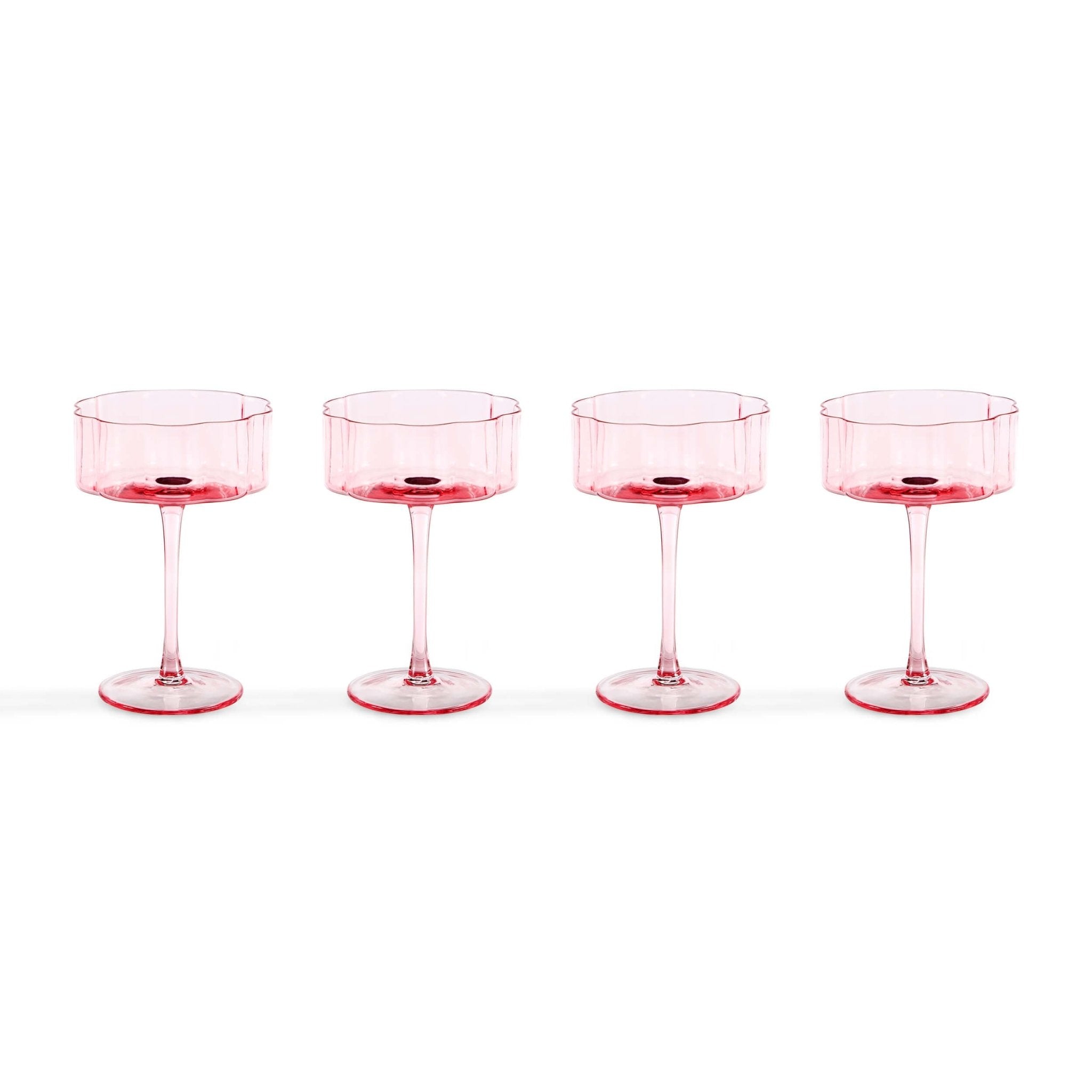 Brynn Scalloped Edge Glass Coupes - Set of 4 - Pink - DUSK