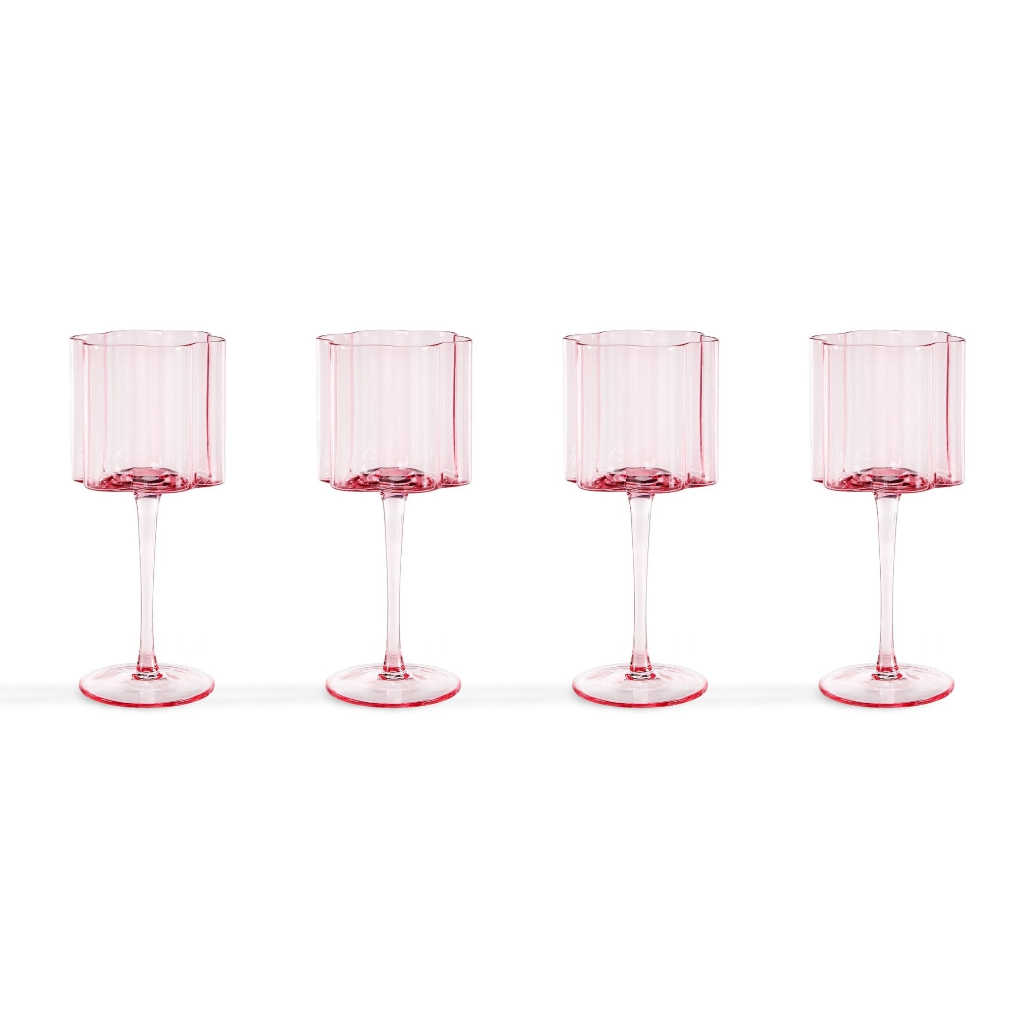 Brynn Scalloped Edge Wine Glasses - Set of 4 - Pink - DUSK