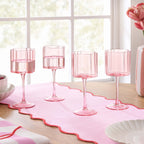 Brynn Scalloped Edge Wine Glasses - Set of 4 - Pink - DUSK