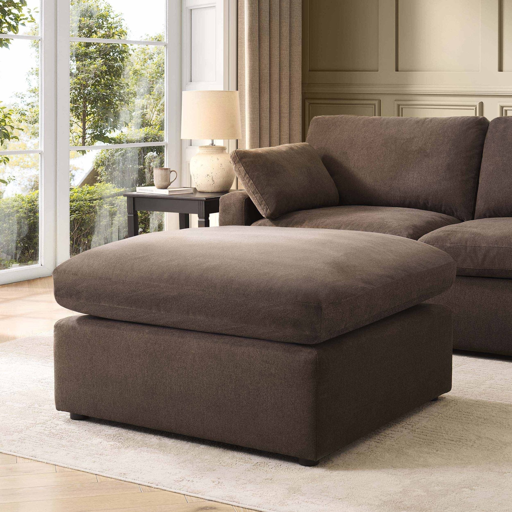 Cairo Feather Pouffe - Chocolate - DUSK