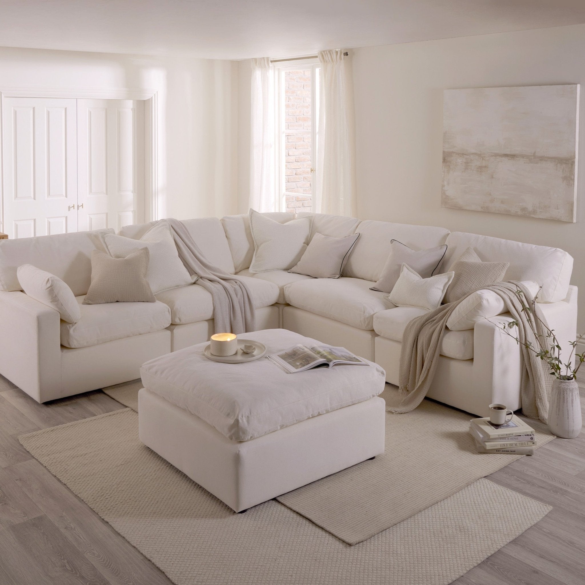Cairo Feather Pouffe - Vanilla - DUSK