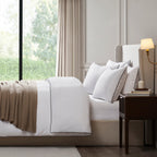Cambridge 200 Thread Count Duvet Cover - Cotton - White/Black - DUSK