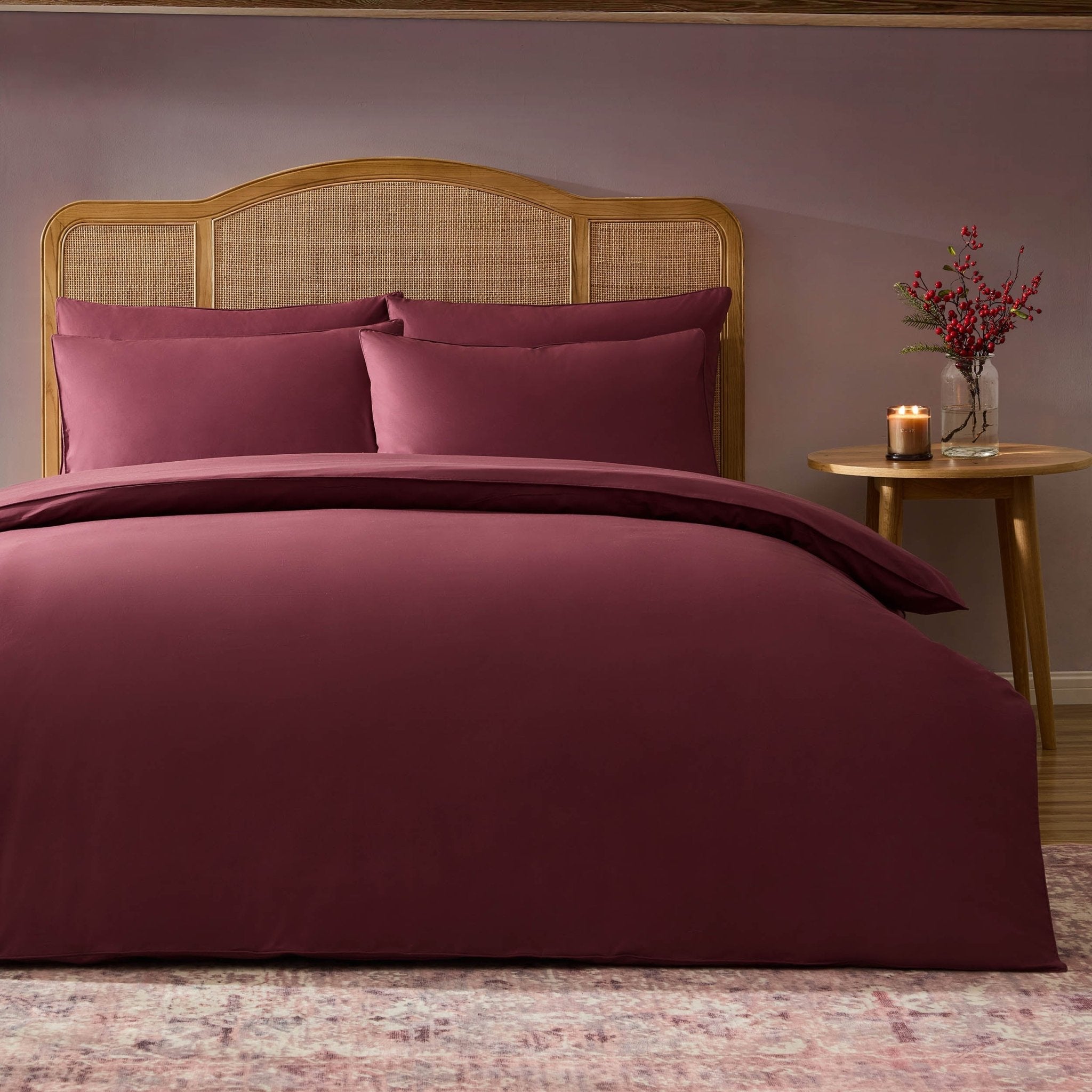 Cambridge Piped Edge 200 Thread Count Duvet Cover - Dark Berry - DUSK